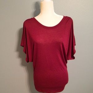 Burgundy dolman sleeve blouse